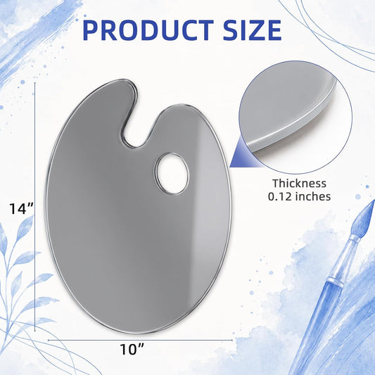 10x14 Inch Handy Oval Natural Grey Tempered Glass Palette