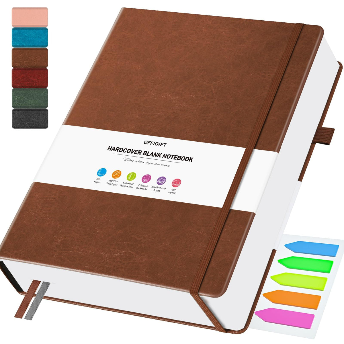 Blank Journal, Hardcover Sketchbook, 320 Pages, Leather Blank Notebook, A5