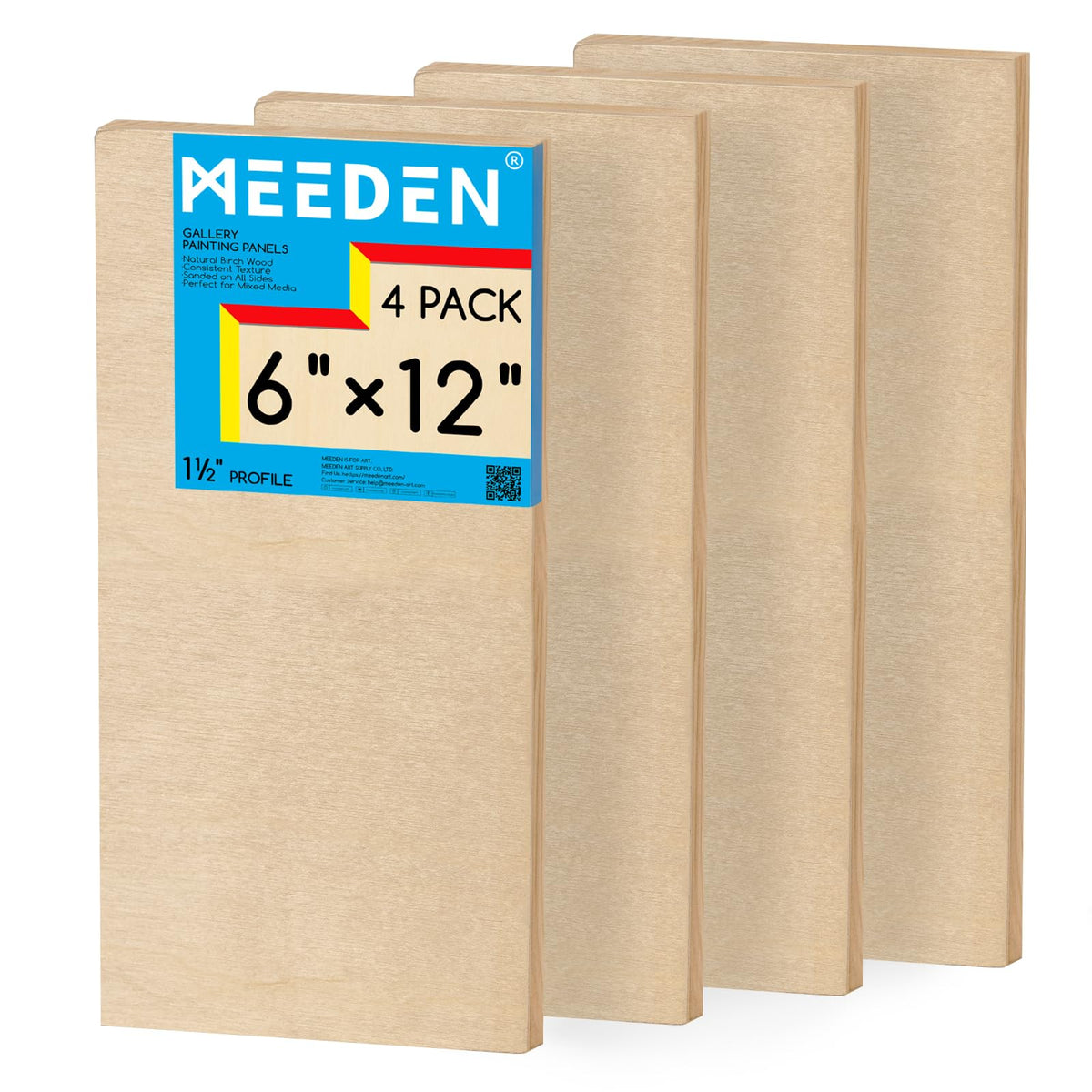 MEEDEN Unfinished Wood Canvas Board:6x6 Canvas Panel Pack of 4