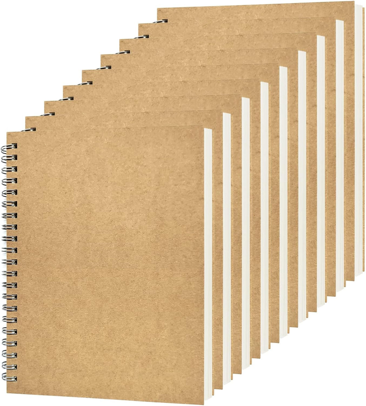 DSTELIN Blank Spiral Notebook, 9-Pack, Soft Cover, Sketch book, 100 Pages / 50 Sheets, 7.5 inch x 5.1 inch (Brown)