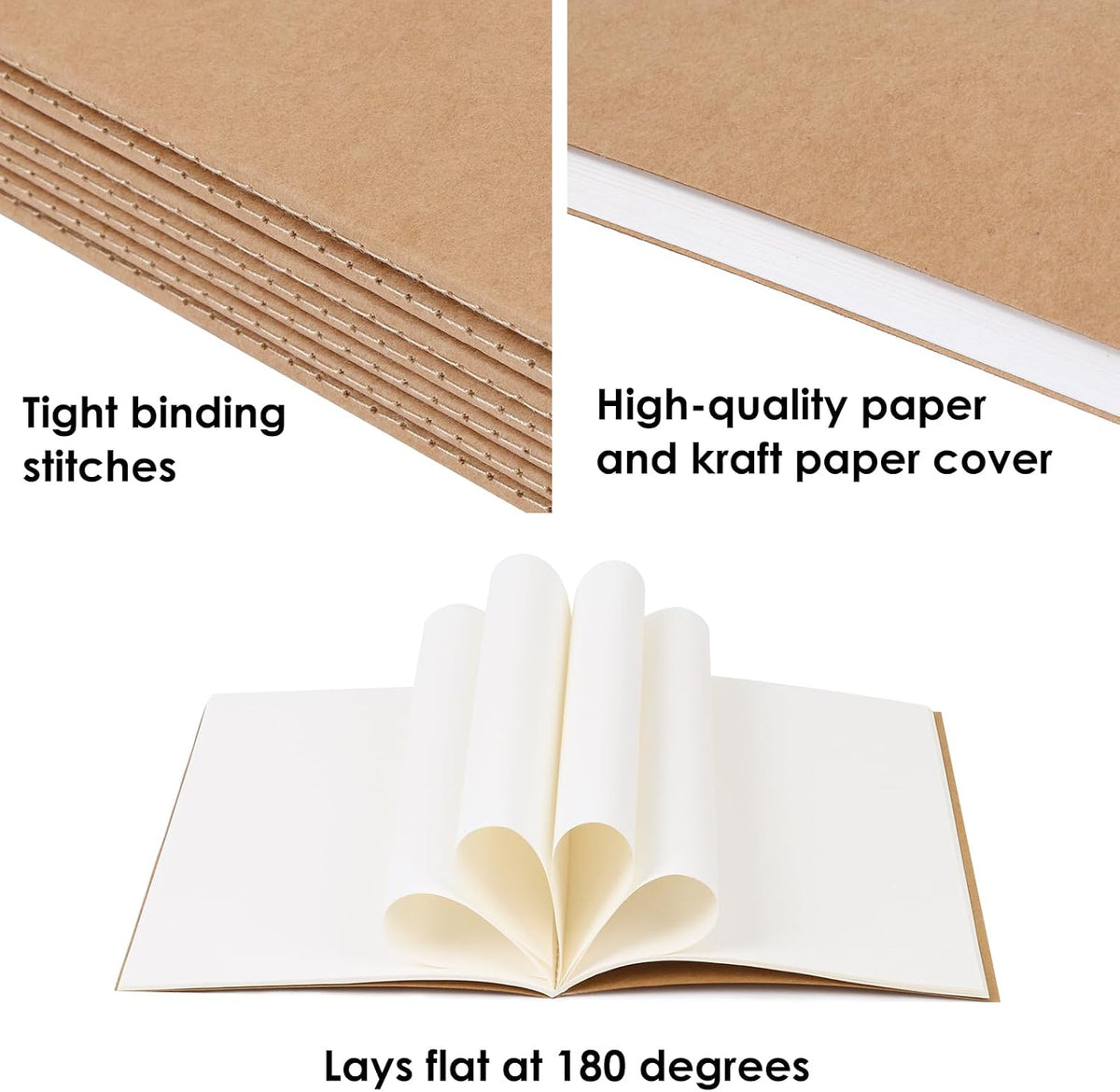 LABUK 50 Pack Blank Kraft Notebooks A5 Journals Sketchbook Bulk Drawing Pad Book Bulk for Kids Junk Journal, A5, 60 Pages, 8.3 x 5.5 Inches