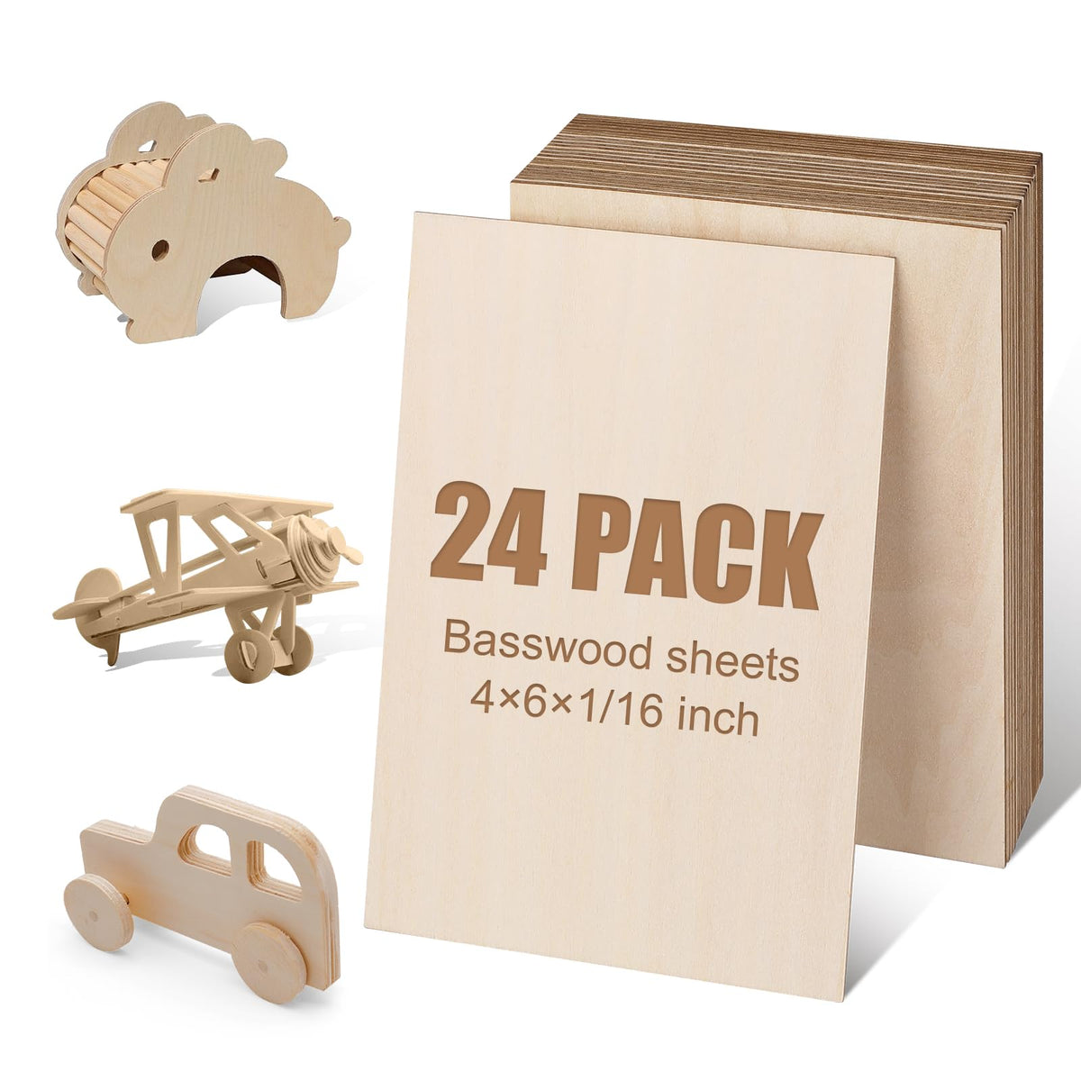 18 Pack Basswood Sheets 12"x12"x1/8" for Crafts, Unfinished Basswood Craft Board Perfect for DIY Ornaments and Models, Drawing, Painting, Engraving, Wood Burning, Laser Cutting