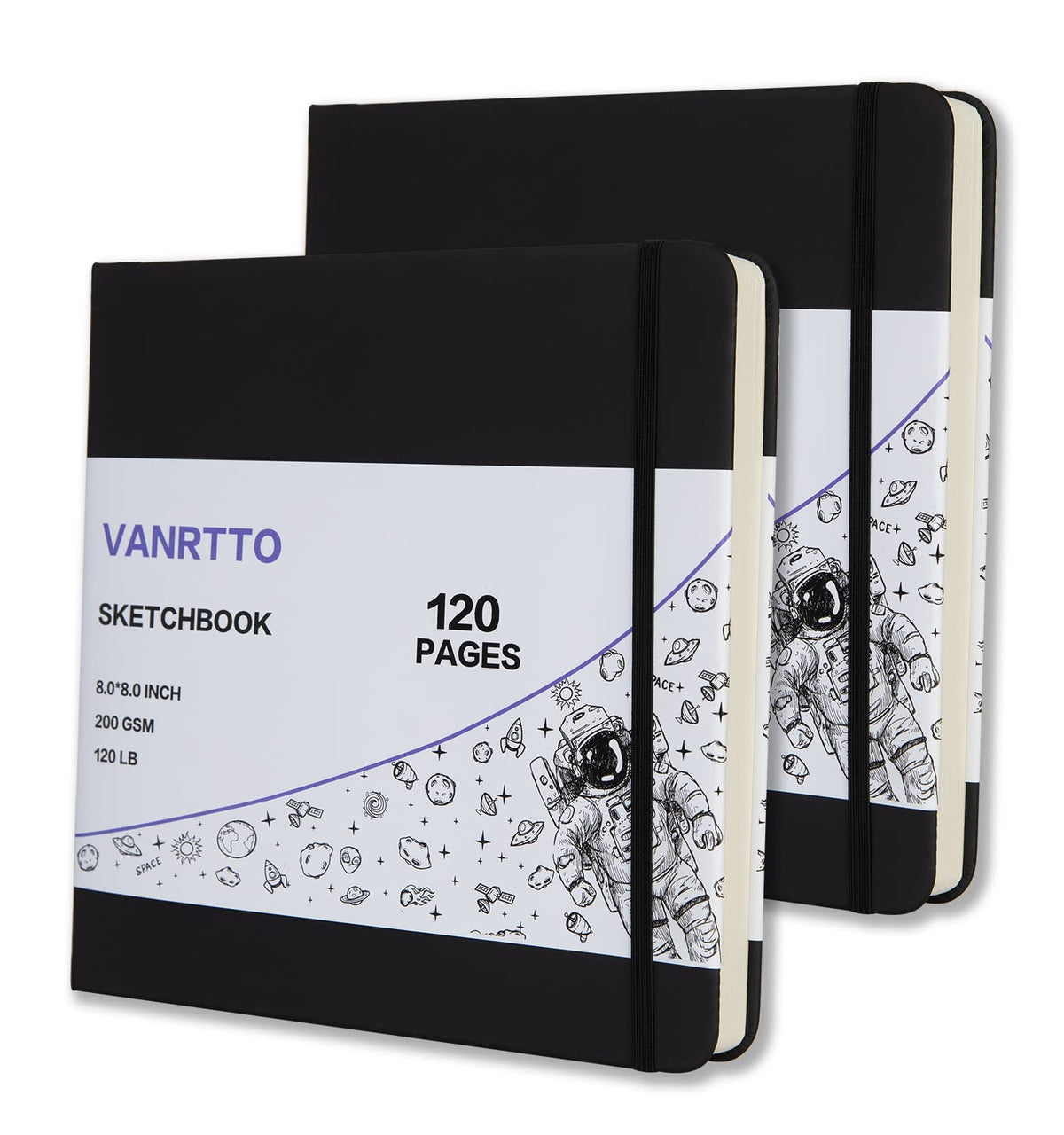 Vanrtto Hardcover Square Sketch Book, Mixed Media Sketchbook 8x8 Inch