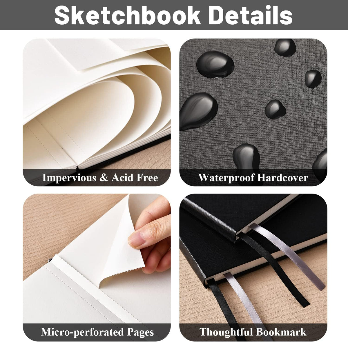 Hardcover Sketch Book, Sketchbook Drawing Pad,160GSM Thick Sketching Paper