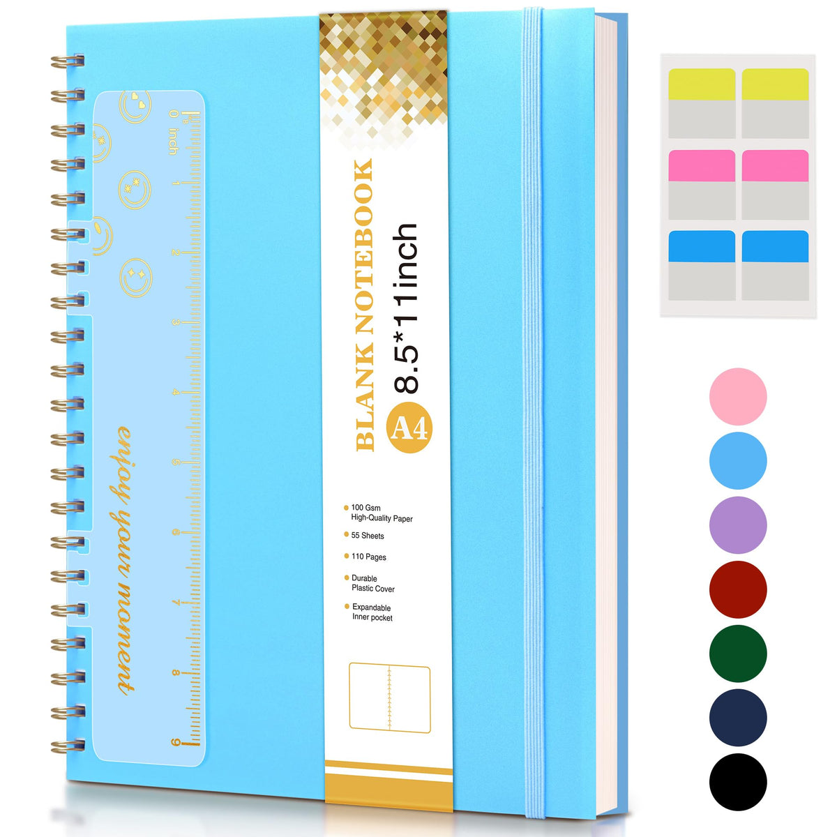 Blank Spiral Notebook Journal 8.5” x 11”, A4 Large Sketch Book for Women Men, 100 GSM Blank Paper Drawing Notebook, Hardcover Spiral Bound Sketchbook for Sketching Work School, Wildflower Mountainside