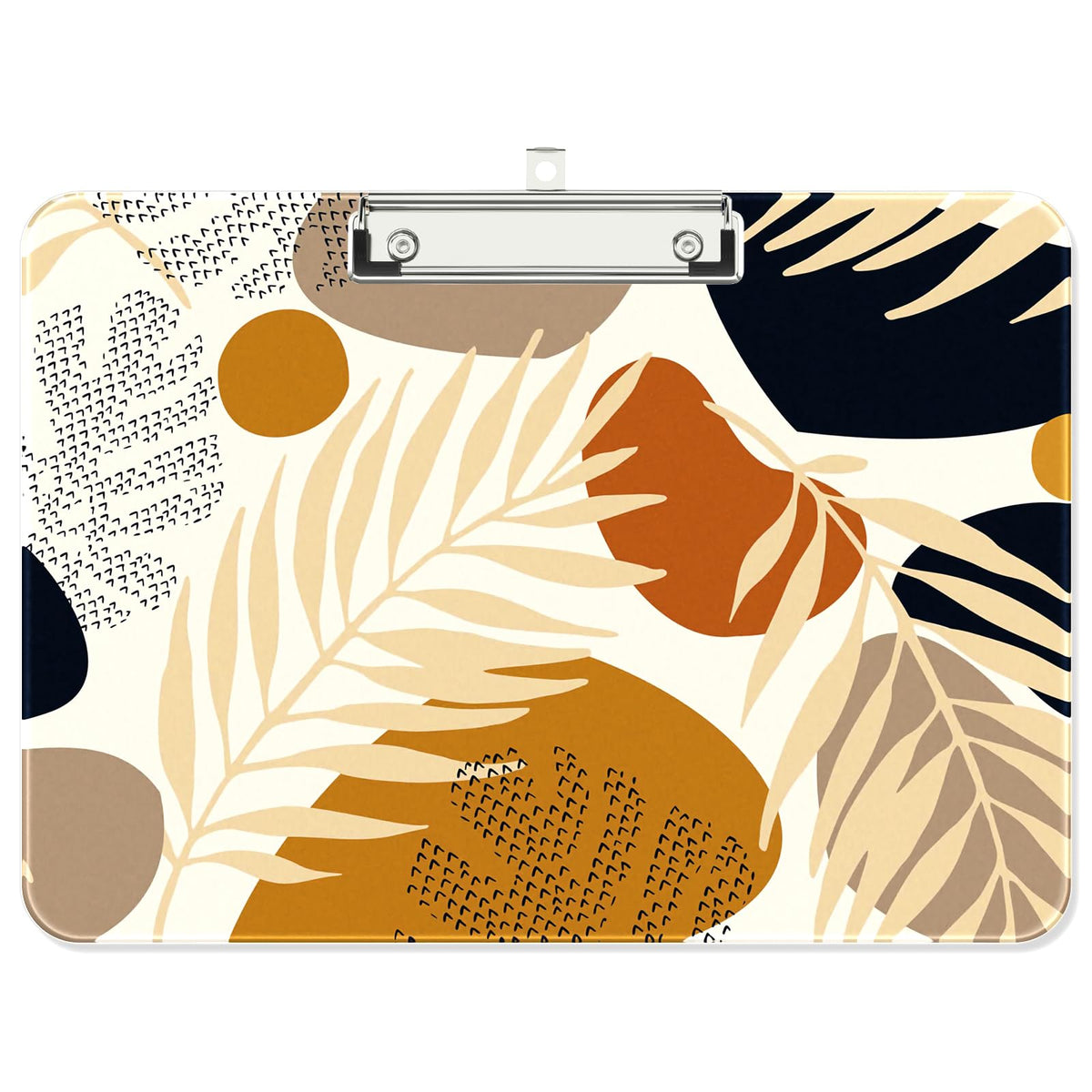 Plastic A4 Clipboard Landscape, Fashion Clip Board with Low Profile Clip for Drawing, Sketching, Art Supplies, Drafting Supplies, Boho Leaf