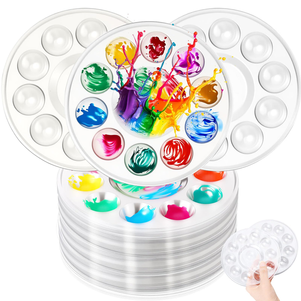 AmazingSpark 100 Pcs Paint Tray Palettes 5.5 in Disposable Round Paint Tray