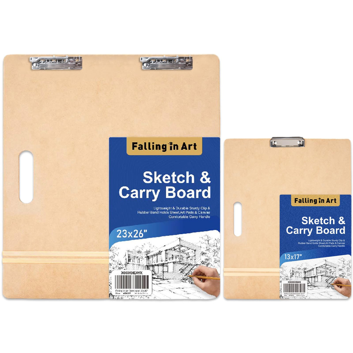 Falling in Art 13x17 Sketch Board with Sturdy Clip &Rubber Bands
