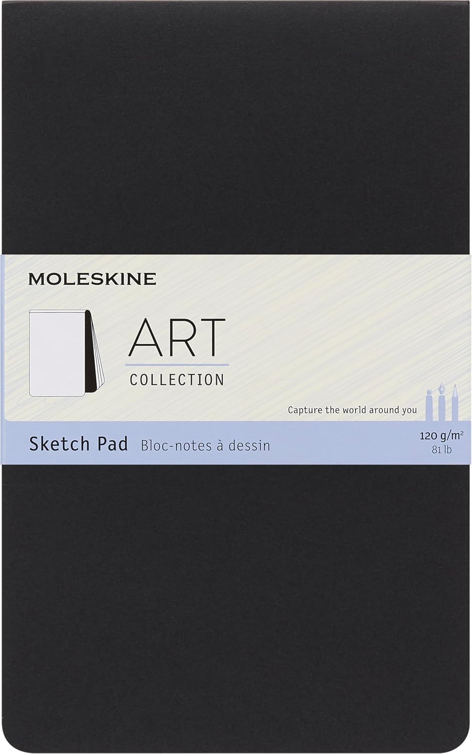 Moleskine Art Sketch Pad, Soft Cover, Plain/Blank, Large (5" x 8.25"), Black, 48 Pages