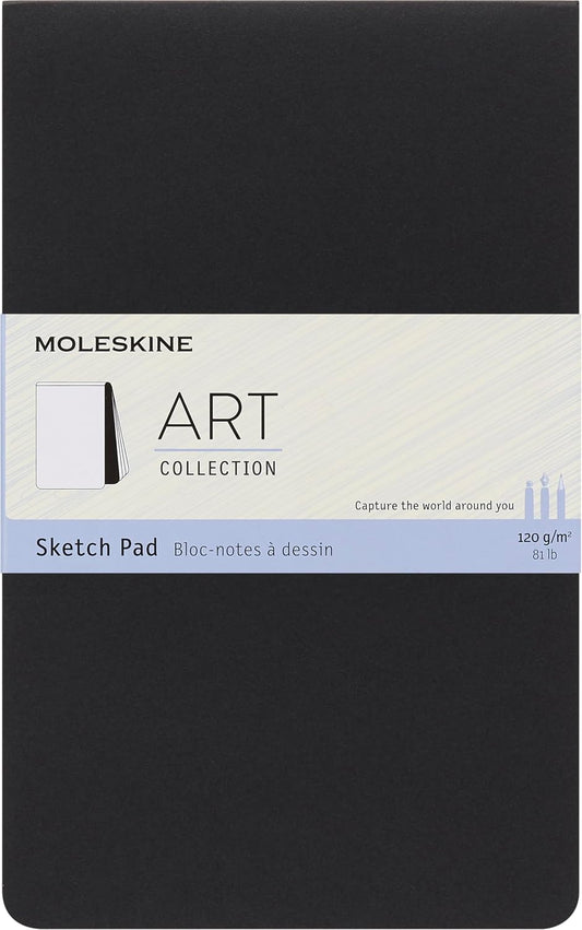 Moleskine Art Sketch Pad, Soft Cover, Plain/Blank, Large (5" x 8.25"), Black, 48 Pages