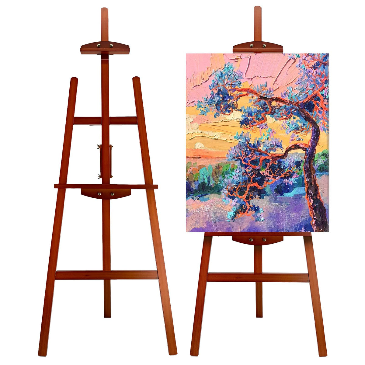 Adjustable Walnut Pine Wooden Painting Easel, Art Easel Stand