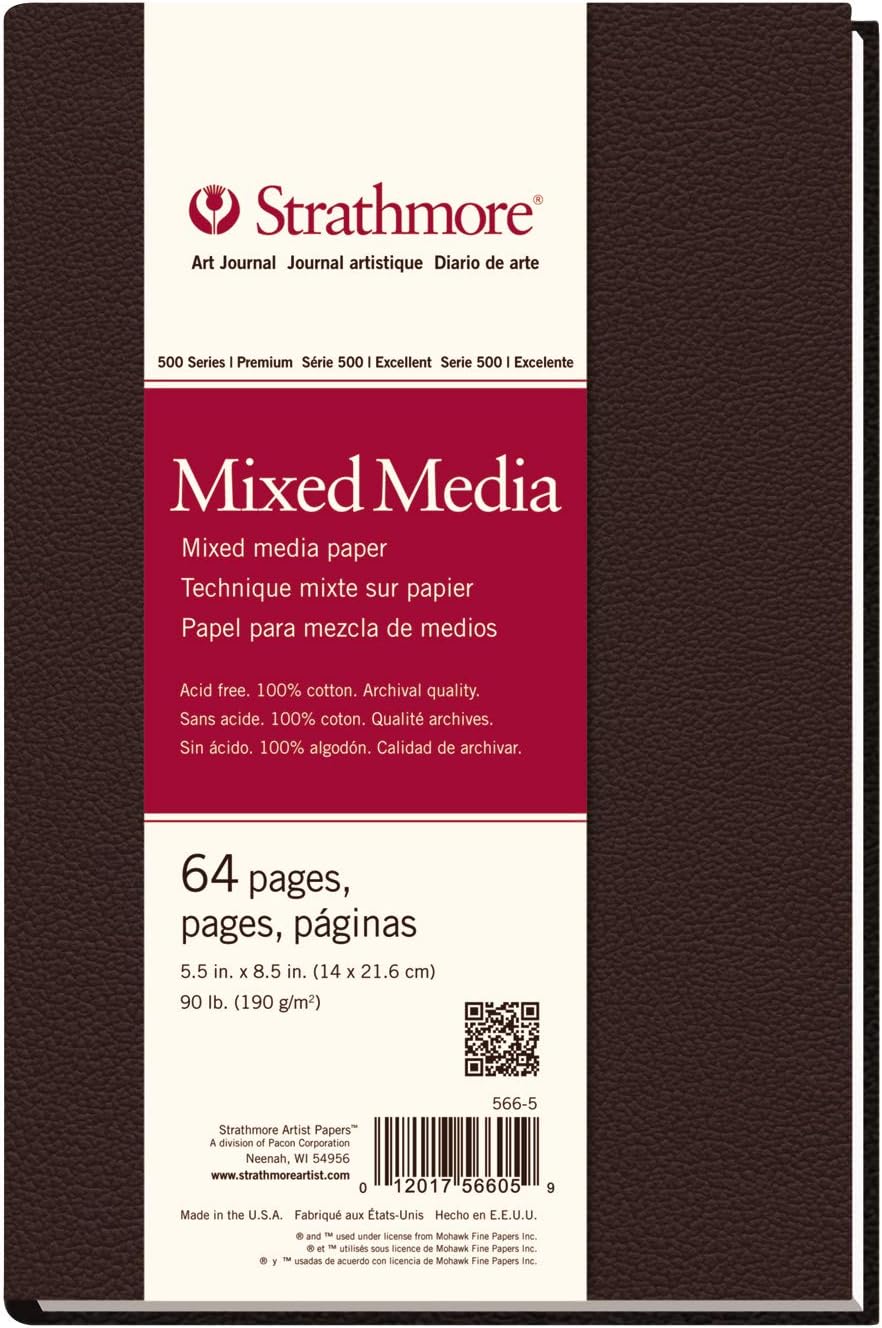 Strathmore 500 Series Hardcover Mixed Media Journal, 90 lb. Vellum Paper, 5.5 X 8.5 inches, 64 Pages (566-5)