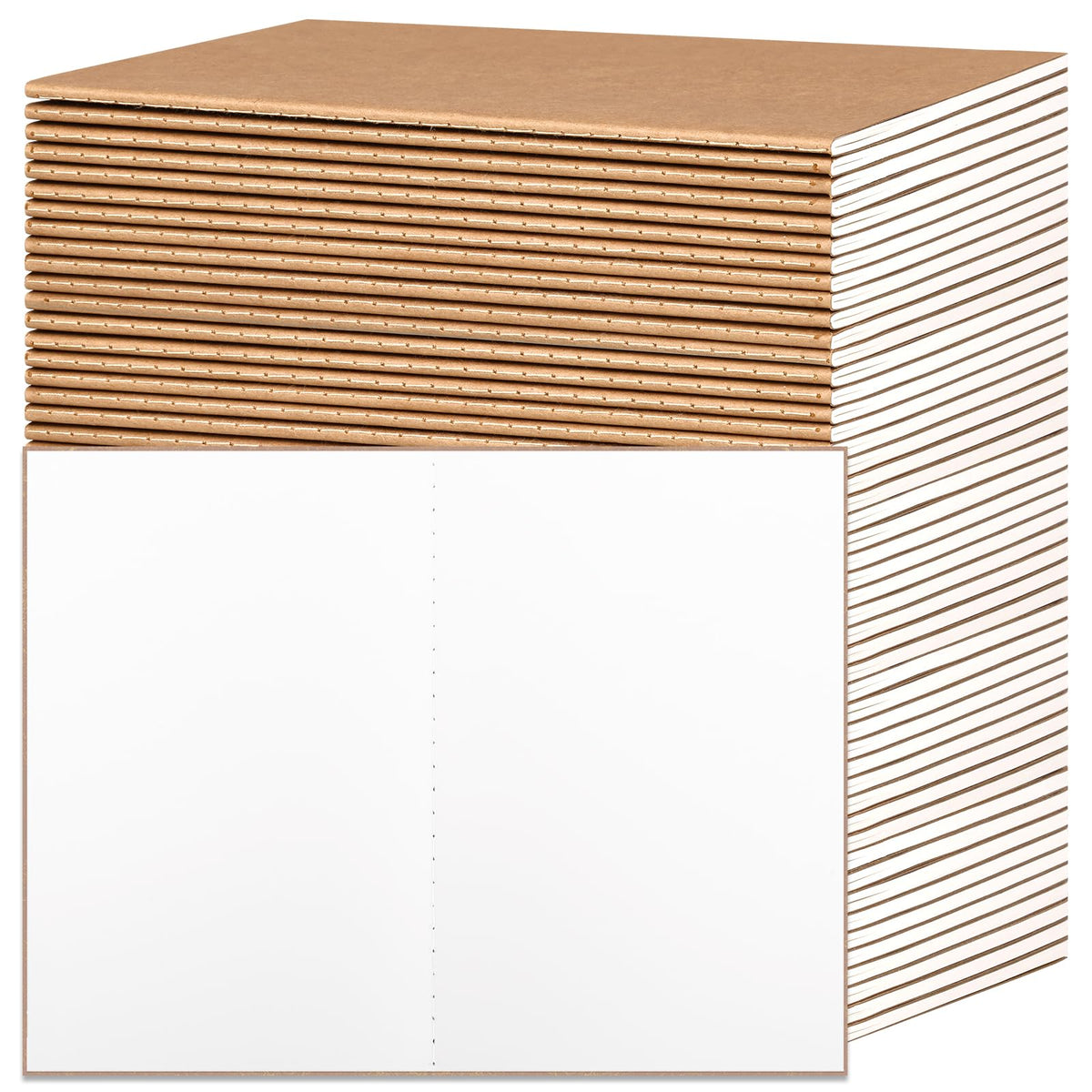 EOOUT 100pcs A5 Blank Kraft Notebooks, Journals in Bulk, Sketchbooks Bulk for Kids, 60 Pages, 80GSM, 8.3 X 5.5 Inch, Travel Journal Set, Travelers, Students and Office