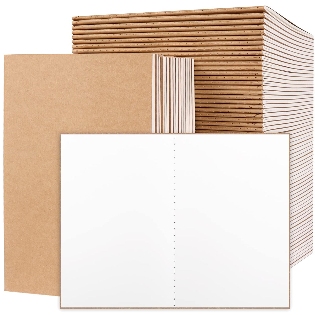 EOOUT 100pcs A5 Blank Kraft Notebooks, Journals in Bulk, Sketchbooks Bulk for Kids, 60 Pages, 80GSM, 8.3 X 5.5 Inch, Travel Journal Set, Travelers, Students and Office