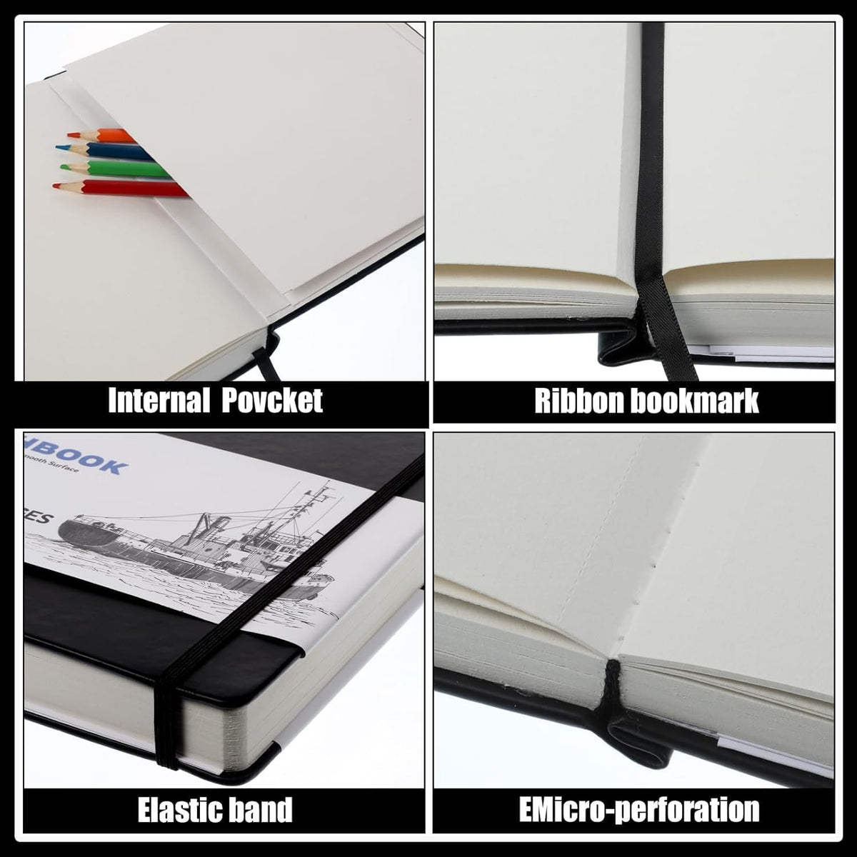 80 Sheets Hardcover Square Sketchbook 8×8In, 180gsm Heavyweight Drawing Pad