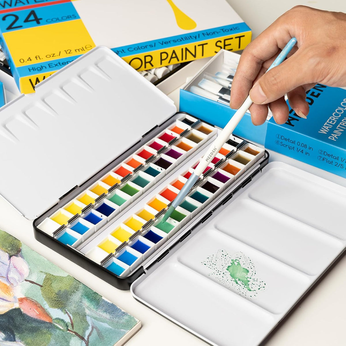 MEEDEN Empty Watercolor Tin Palette: Portable Watercolor Palette Paint Case
