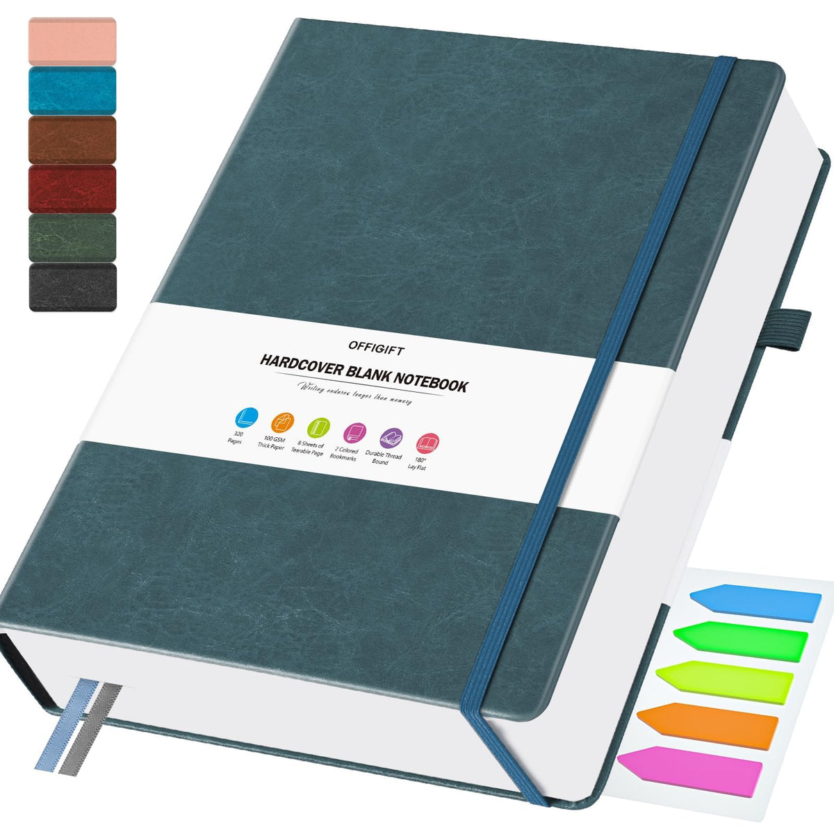 Blank Journal, Hardcover Sketchbook, 320 Pages, Leather Blank Notebook, A5