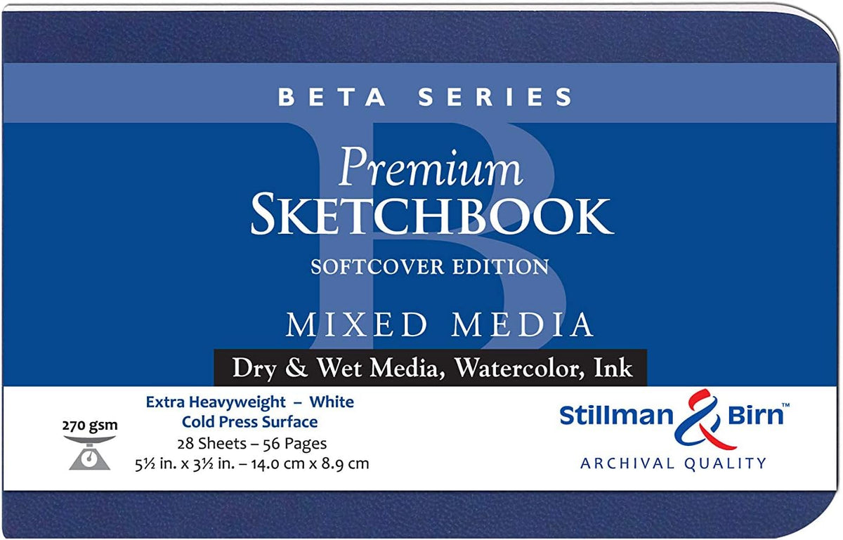 Stillman & Birn Beta Series Softcover Sketchbook, 8" x 10", 270 GSM (Extra Heavyweight), White Paper, Cold Press Surface