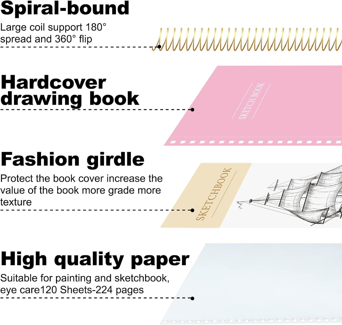 Yoment 9"x12" Hardcover Sketchbook for Drawing，120 Sheets，100GSM