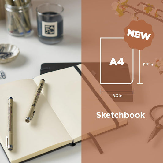 Sakura Sketchbook A4, Hardcover, 160 Pages, 8.3 x 11.7", Black, Cream Paper