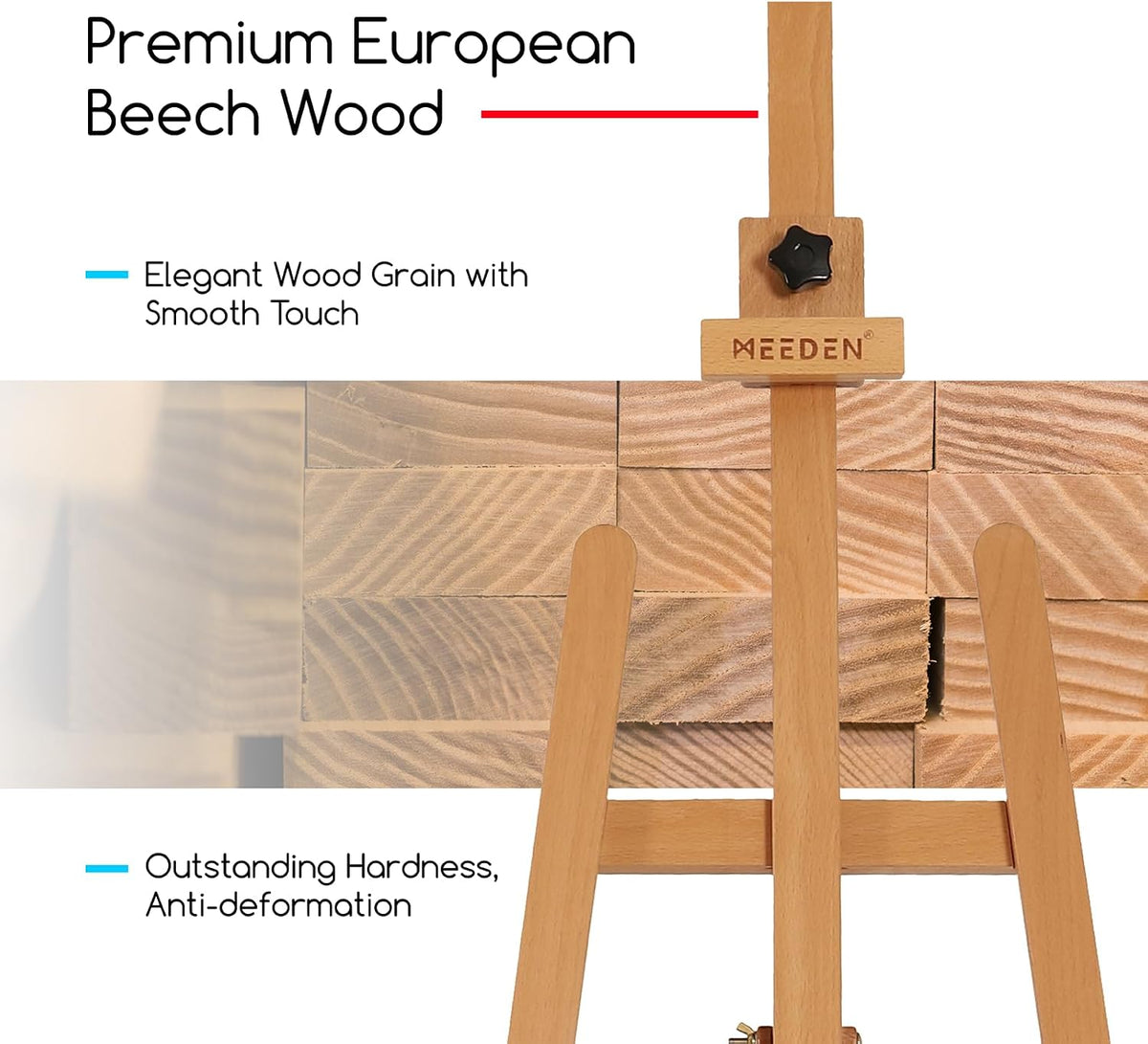 MEEDEN Painting Wooden Art Easel: Solid Beechwood, Hold Canvas up to 43"