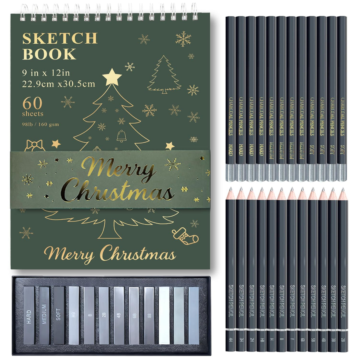 Fuxi 9" x 12" Sketch Book Set, Top Spiral Bound Sketchbook, 200 Sheets