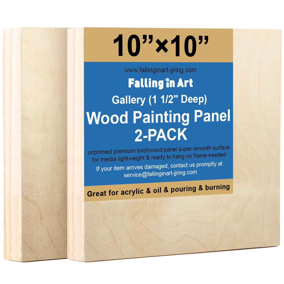 Falling in Art 2 Pack 12x12'' Unfinished Gallery Birch Wood Canvas Panels