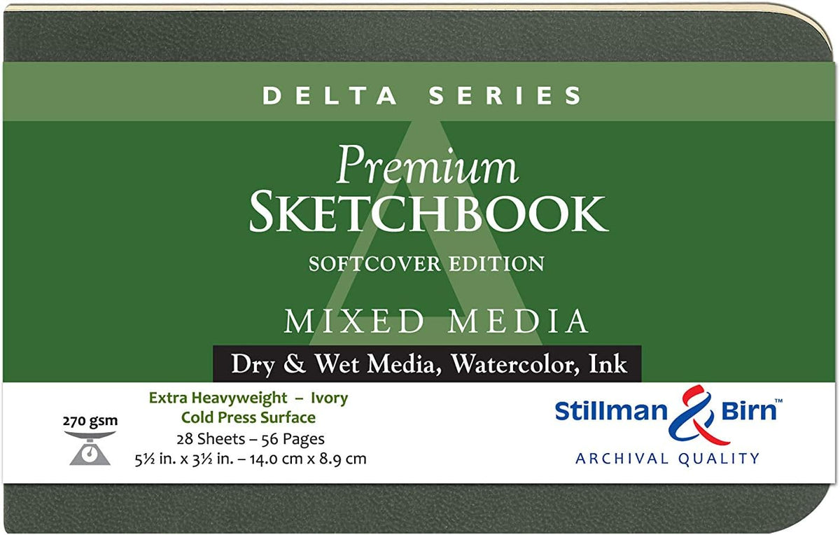 Stillman & Birn Delta Series Softcover Sketchbook, 5.5" x 3.5", 270 GSM (Extra Heavyweight), Ivory Paper, Cold Press Surface