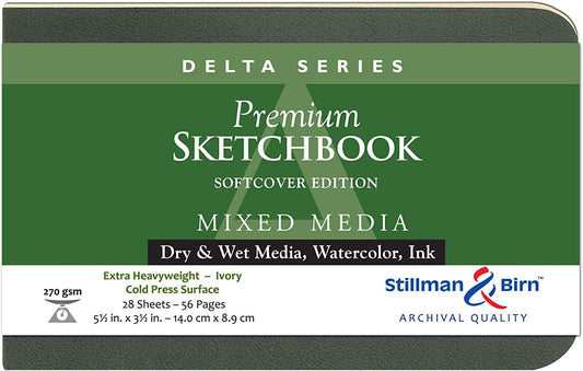 Stillman & Birn Delta Series Softcover Sketchbook, 5.5" x 3.5", 270 GSM (Extra Heavyweight), Ivory Paper, Cold Press Surface