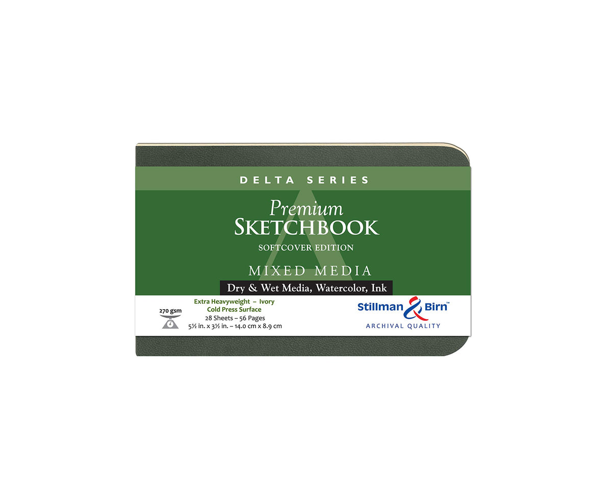 Stillman & Birn Delta Series Softcover Sketchbook, 5.5" x 3.5", 270 GSM (Extra Heavyweight), Ivory Paper, Cold Press Surface