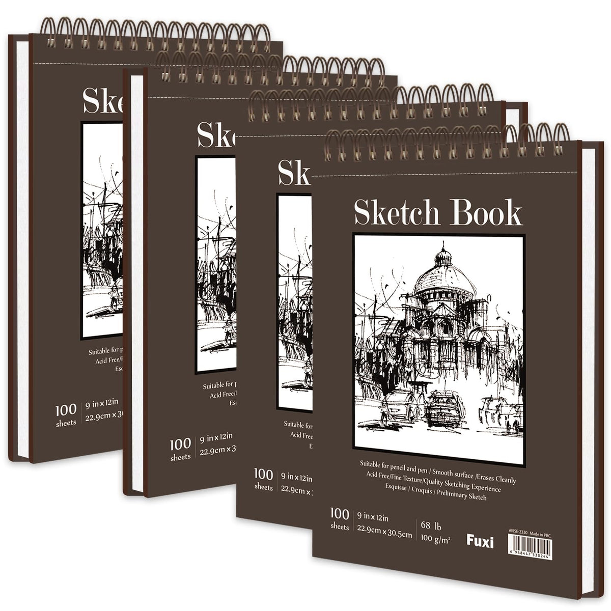 Fuxi Sketch Book 8.5x11, Top Spiral-Bound Sketchbook, 100Sheets_68lb/100gsm