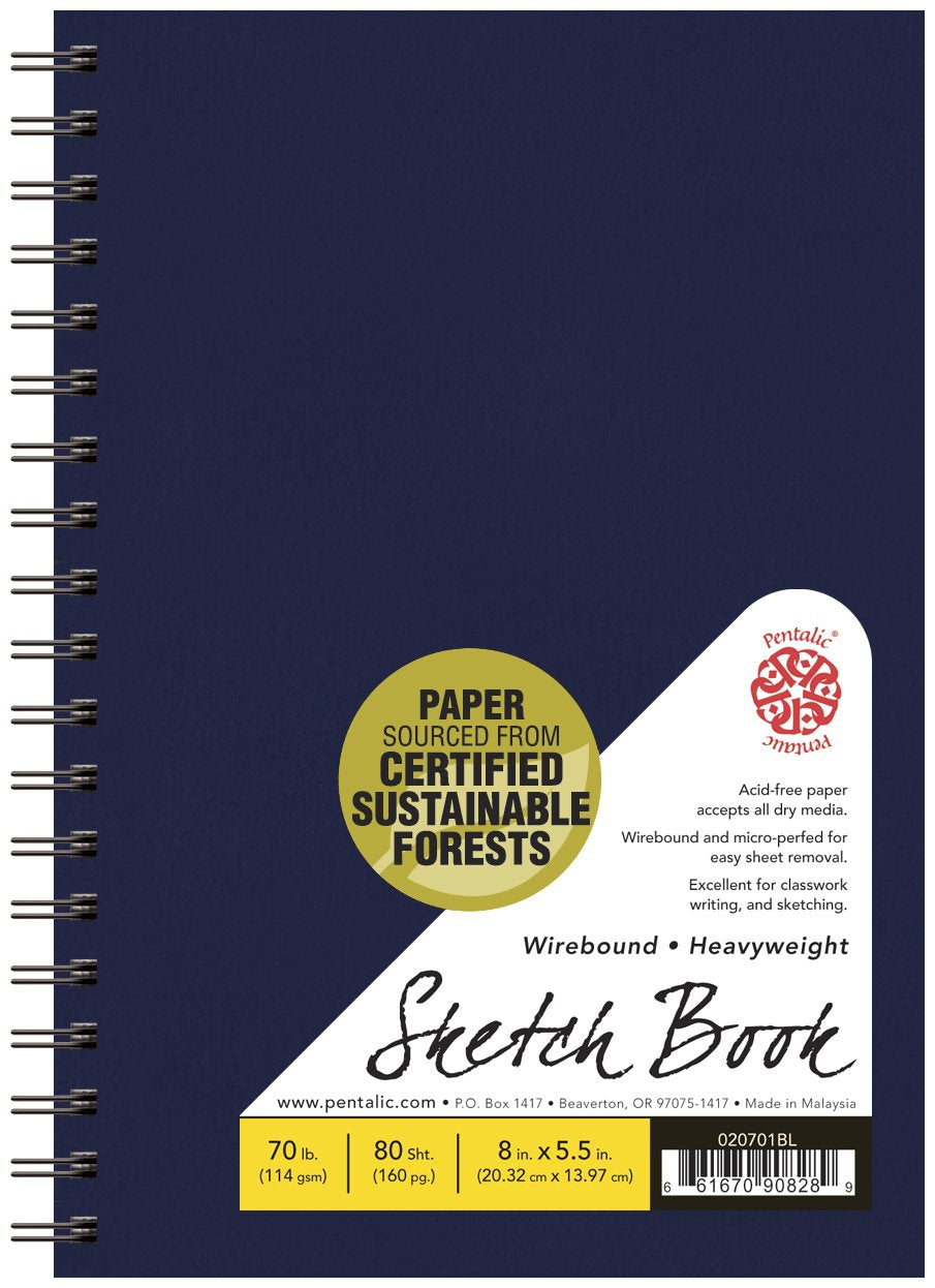 Pentalic - 8.5"x 11" Hardbound Sketchbook, 110 Sheets, Black