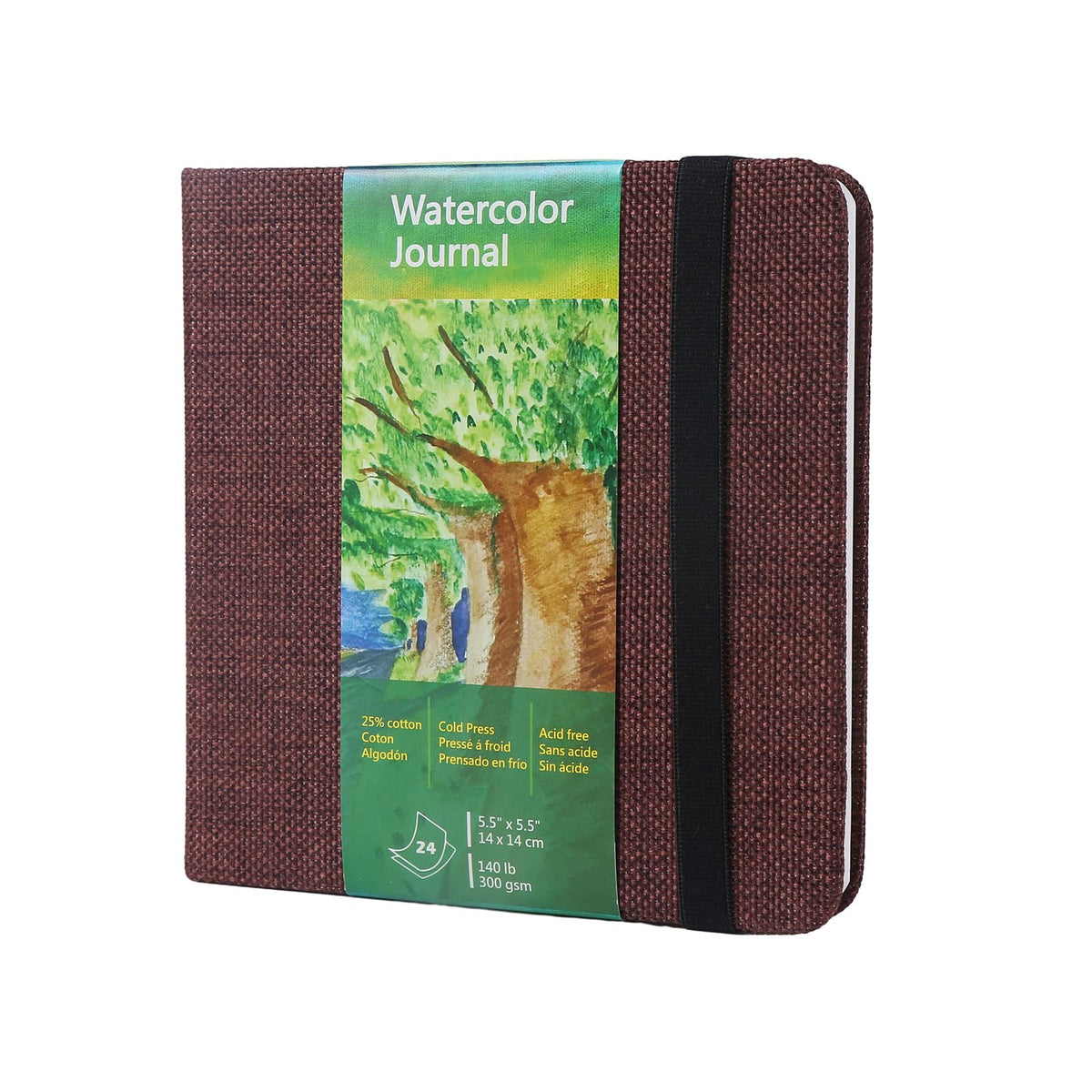 tumuarta Watercolor Journal 5.5 x 5.5, 140lb/300gsm Cold Press Paper, 24 Sheets/48 Pages, Lay-Flat Hardcover Watercolor Paper Sketchbook for Travel & Mixed Media