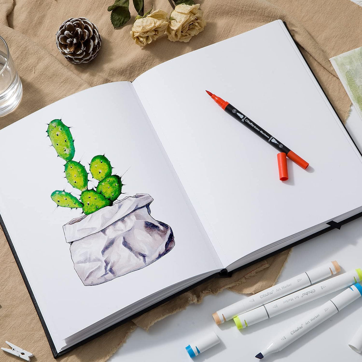Ohuhu 10.8x7.8 Mix Media Pad Art Sketchbook 78 Sheets for Painting Drawing