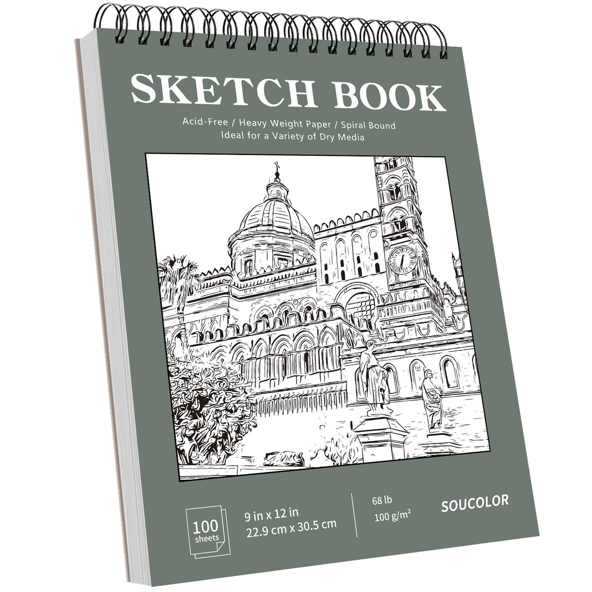 Soucolor Cute Sketch Book 9" x 12" Drawing Paper,Pink Teen Girls Sketchbook