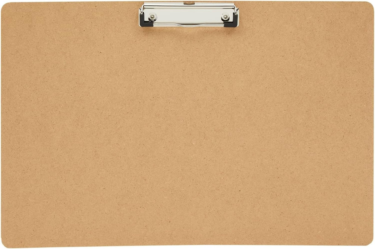 Juvale Clipboard - 11.5 x 17.4 in, Brown MDF, 4-Pack - Wood Clipboard Set with Low-Profile Metal Clip & Retractable Hook - Oversized & Portable for Drafting Board & Sketch Board Use