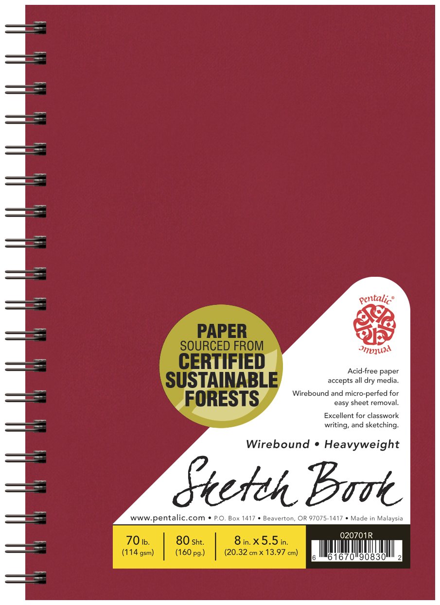 Pentalic - 8.5"x 11" Hardbound Sketchbook, 110 Sheets, Black