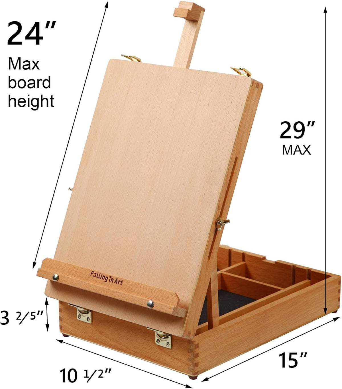 Falling in Art Wooden Tabletop Easel, Beech Wood Sketchbox Desktop Easel