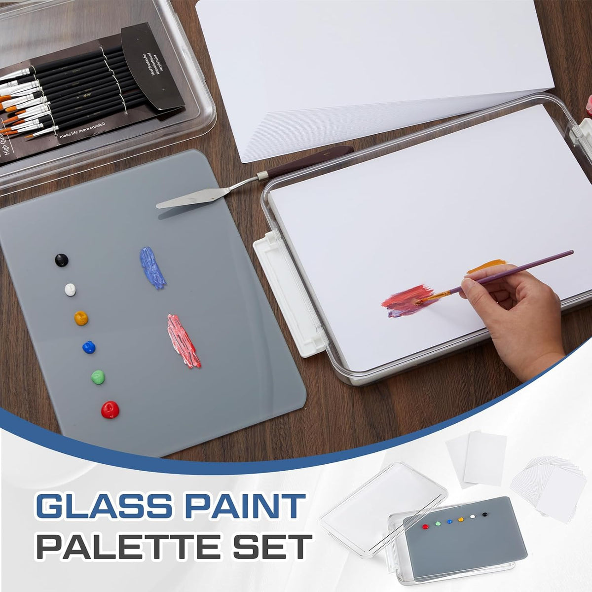 Nuanchu 1 Pcs 9 x 12 Inch Glass Oil Paint Palette, Neutral Grey