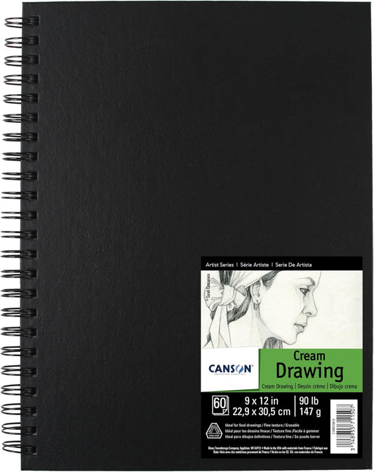 Canson Drawing Paper Art Book, Cream White, 9x12 in