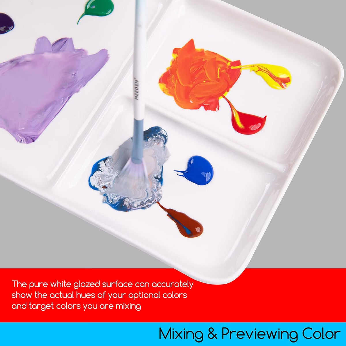 MEEDEN Ceramic Artist Paint Palette: 10" X 7" Porcelain Watercolor Palette