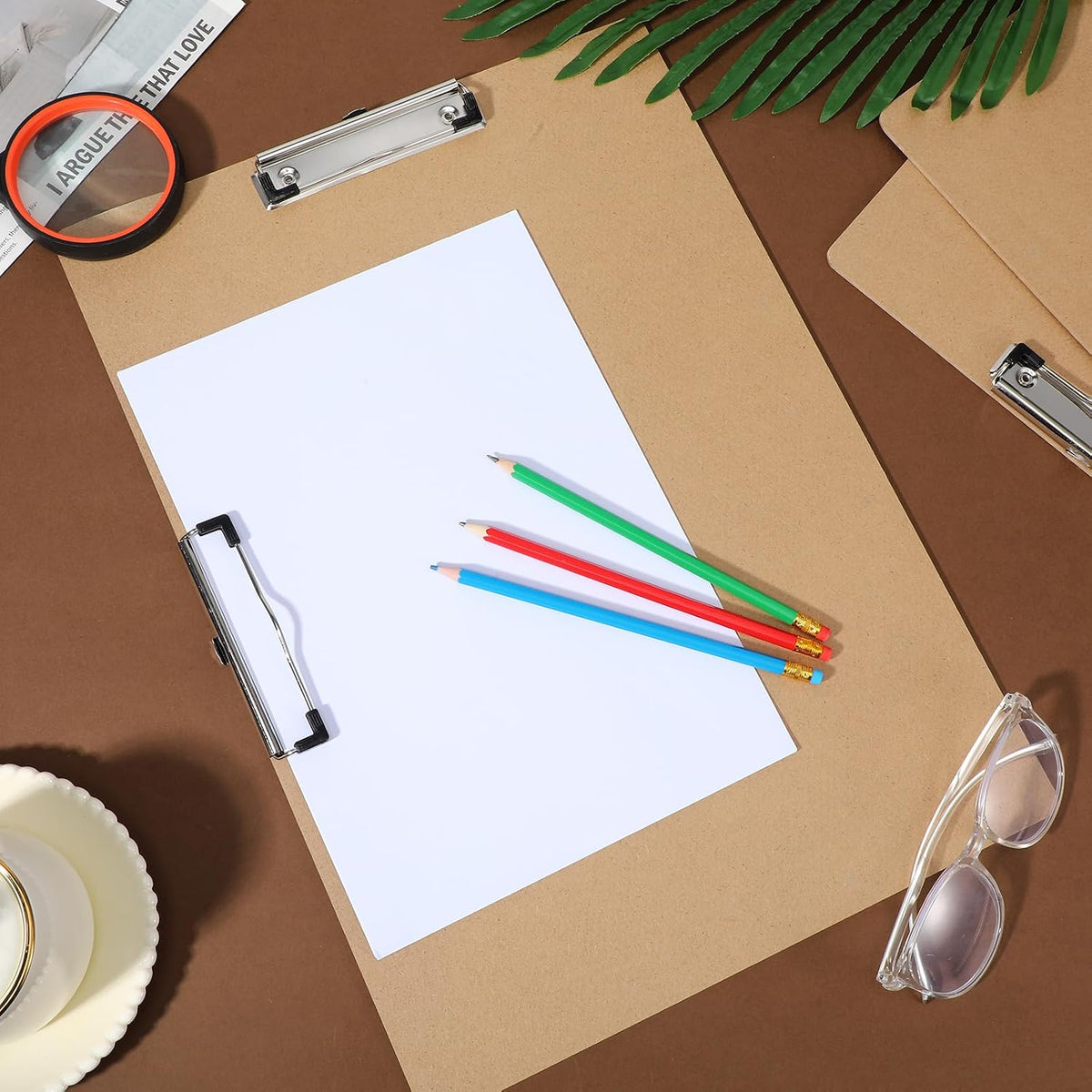 6 Pcs 11x17 Clipboard Large Clipboard with Double Low-Profile Clips, Wooden Lap Board for Drawing, Sketching, Art, Office & Professional Use (Brown)
