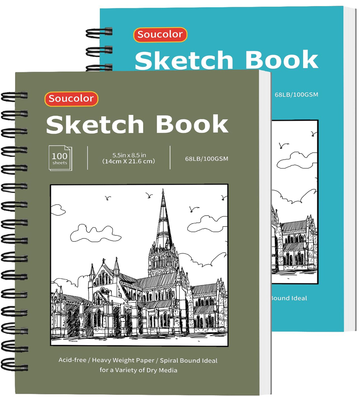 Soucolor Cute Sketch Book 9" x 12" Drawing Paper,Pink Teen Girls Sketchbook