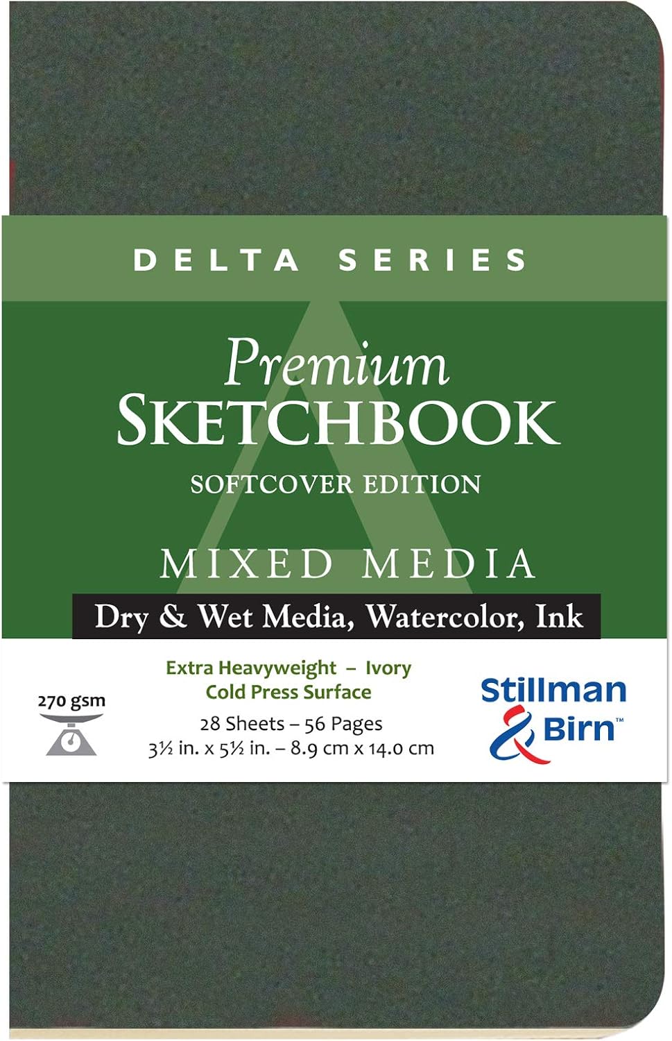 Stillman & Birn Delta Series Softcover Sketchbook, 5.5" x 3.5", 270 GSM (Extra Heavyweight), Ivory Paper, Cold Press Surface