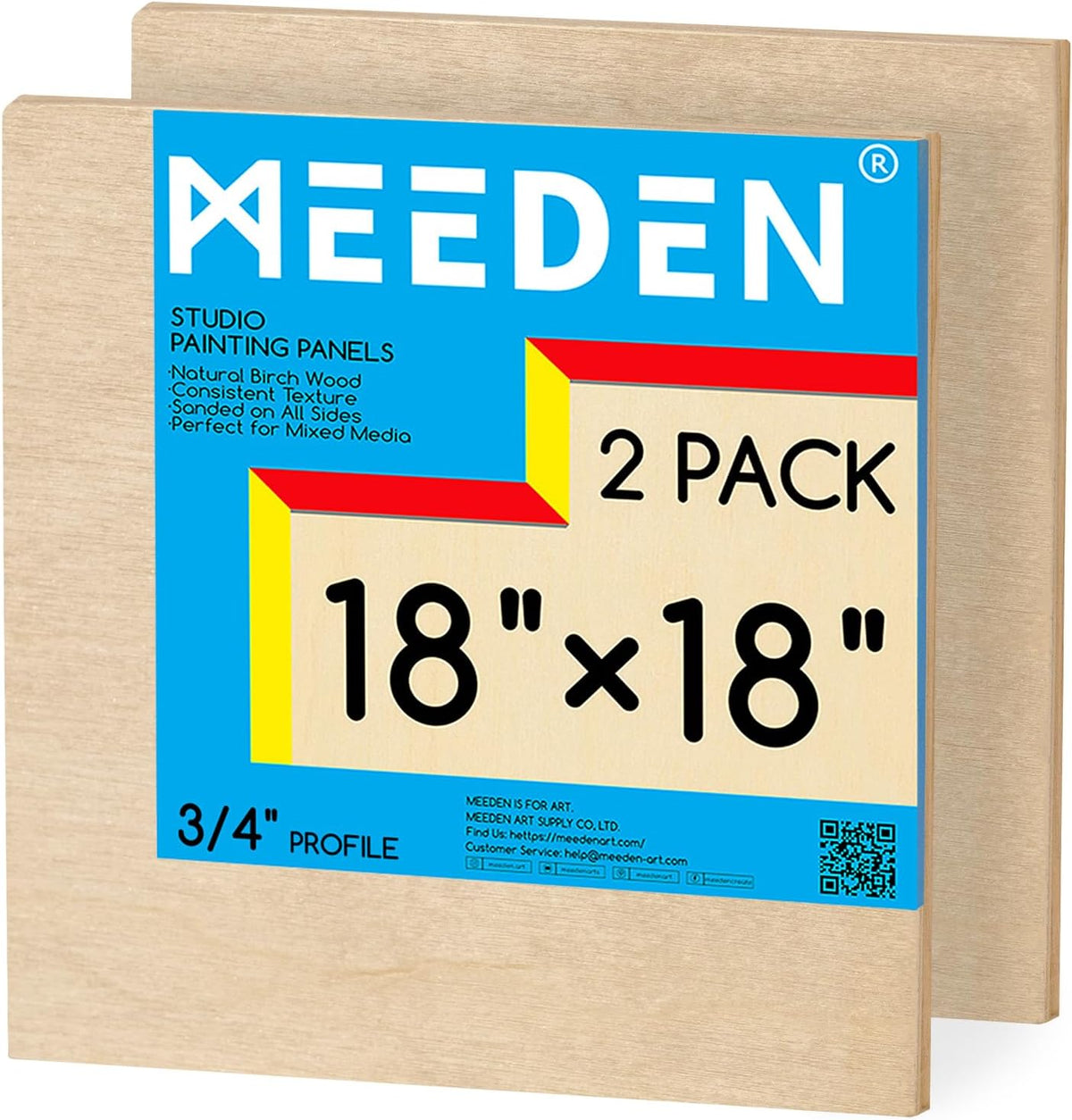 MEEDEN Unfinished Wood Canvas Board:18x18 Canvas Panel Pack of 2
