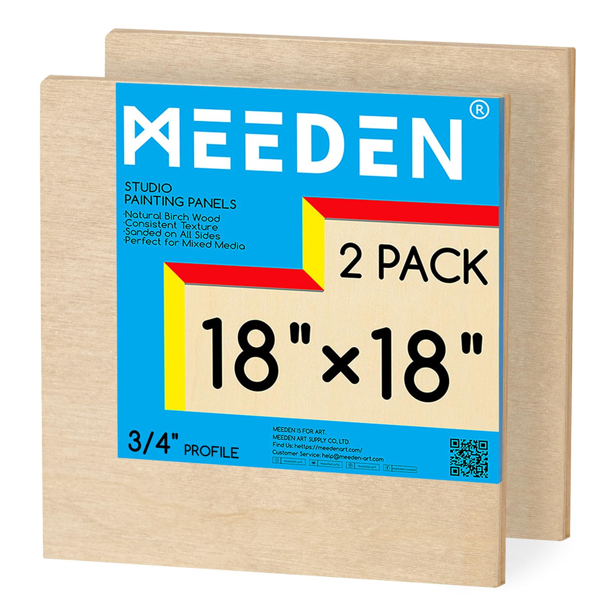 MEEDEN Unfinished Wood Canvas Board:18x18 Canvas Panel Pack of 2
