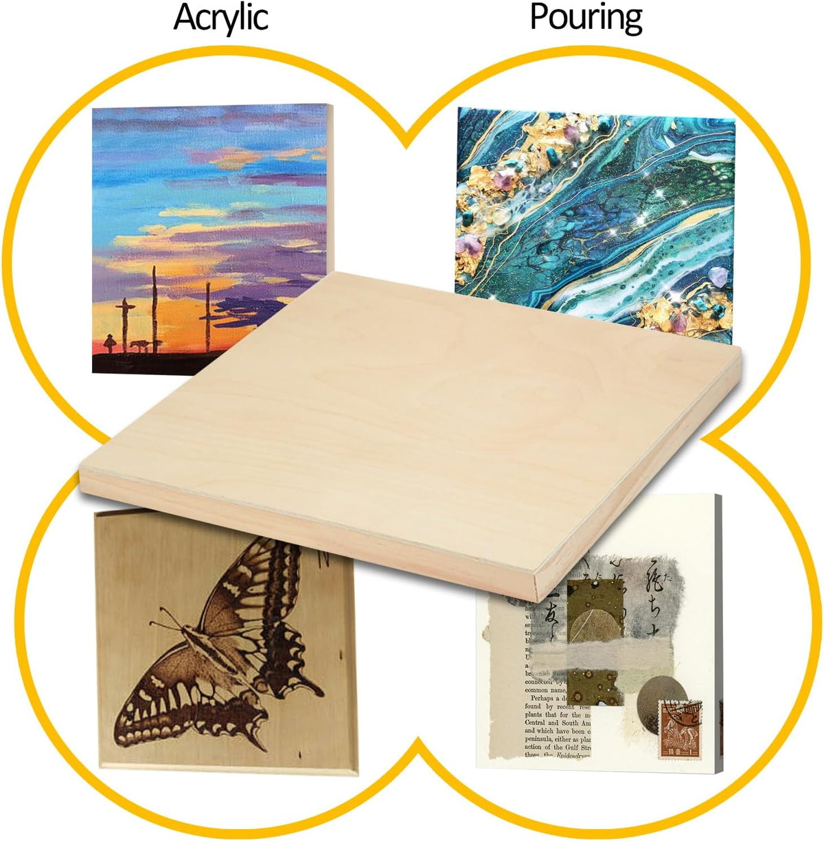 Falling in Art 2 Pack 12x12'' Unfinished Gallery Birch Wood Canvas Panels