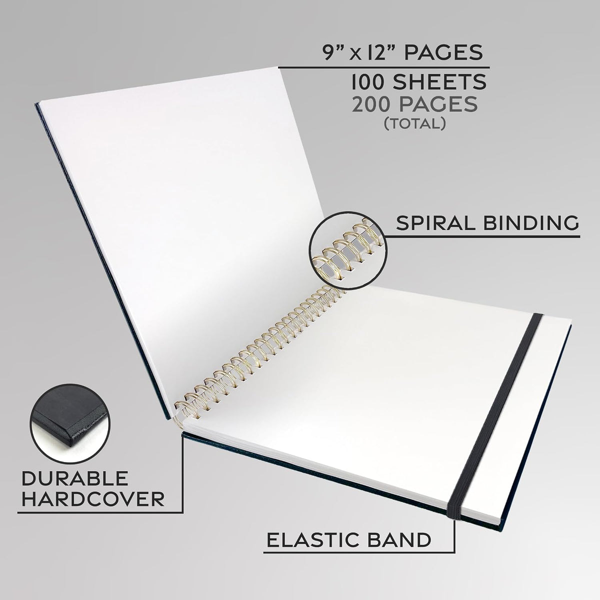 ArtSkills Stone Paper Sketchbook - 9x12 Sprial Bound Notebook No Lines