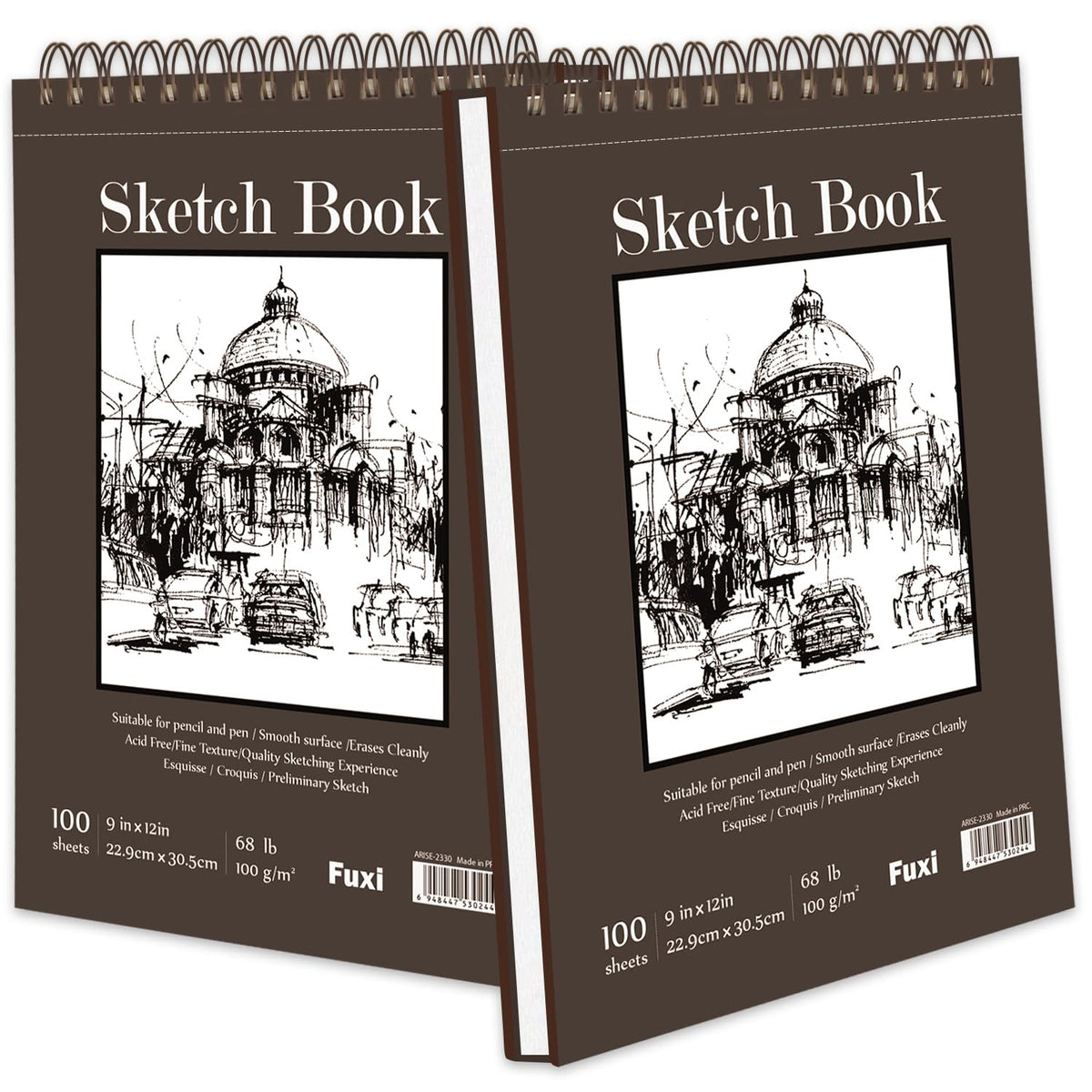 Fuxi Sketch Book 8.5x11, Top Spiral-Bound Sketchbook, 100Sheets_68lb/100gsm