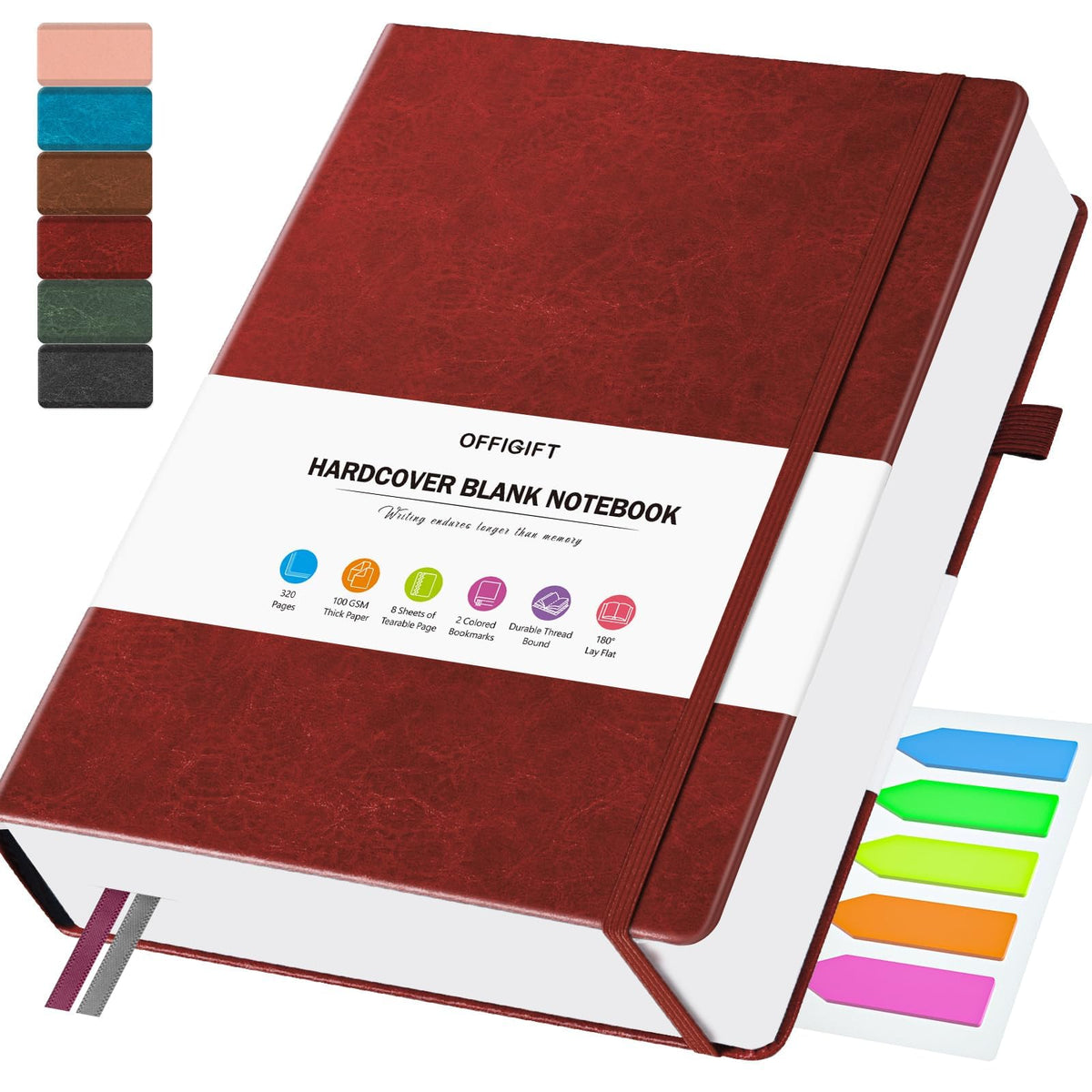 Blank Journal, Hardcover Sketchbook, 320 Pages, Leather Blank Notebook, A5